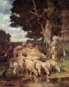 unknow artist Sheep and Sheepherder China oil painting art
